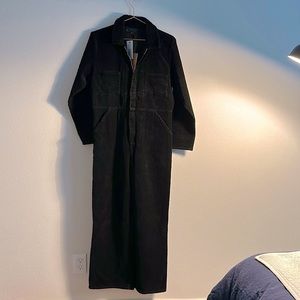 Black wide wale corduroy jumpsuit